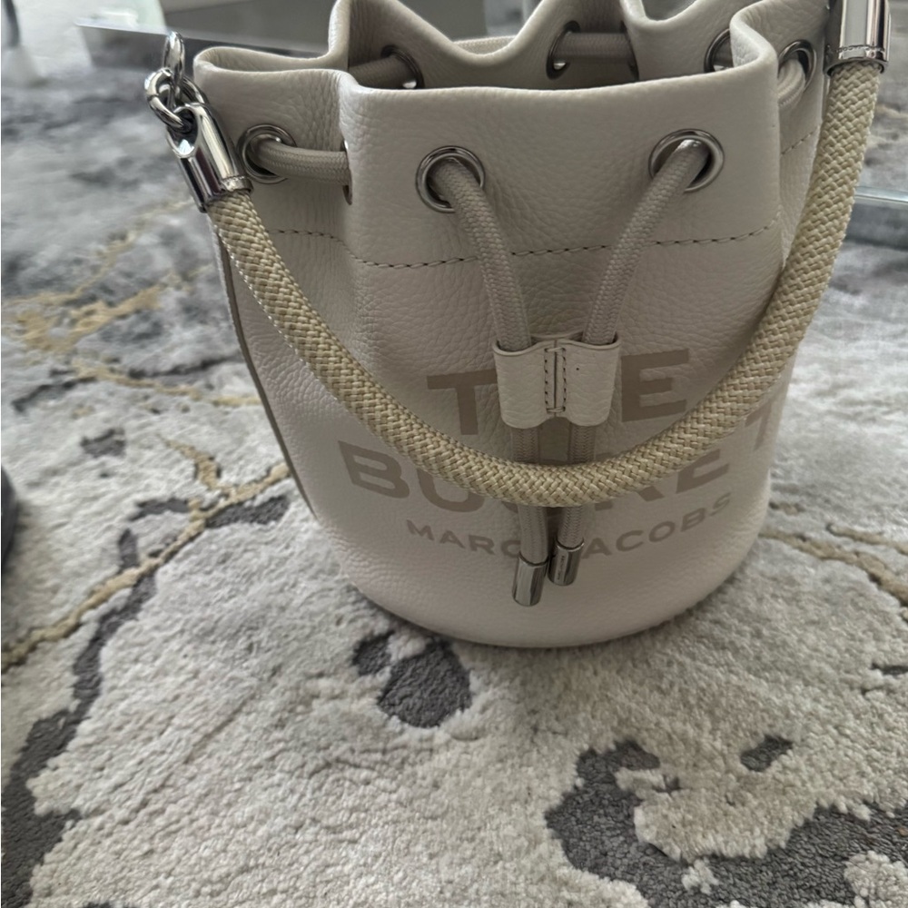 Marc Jacobs Cream Leather Mini Drawstring Bucket Bag